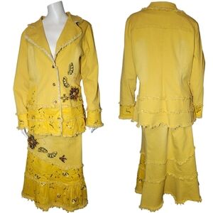 Vintage Diva Denim Embellished 2 Piece Outfit